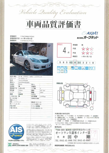 トヨタ クラウンハイブリッド オークション落札 車のお探し専門店 オート ワン