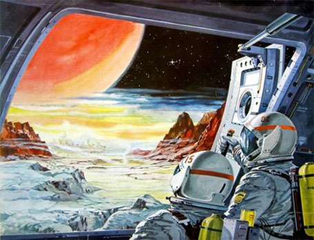 Science-Fiction-Illustration eines fremden Planeten