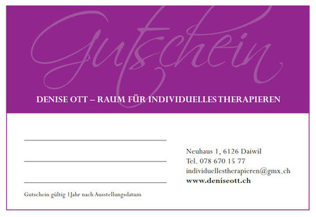 Geschenk Gutschein Massage - Physiotherapie - Pranic Healing - Energiearbeit