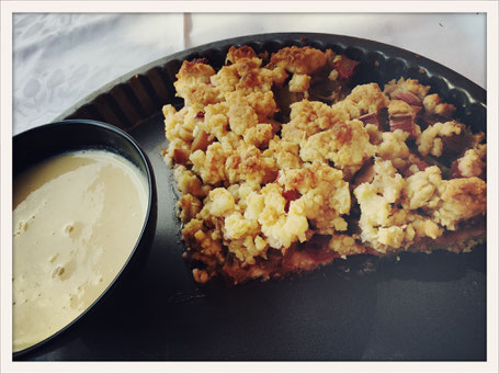 Rhabarber Crumble vegan, Rhabarber Crumble Thermomix, Vanillesoße vegan, Vanillesoße Thermomix, Vanillesoße vegan Thermomix