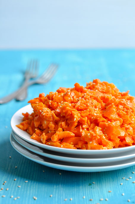 Rohkost Salat, Möhrensalat Thermomix, Karottensalat Thermomix, Rohkost Möhren Sesam Thermomix