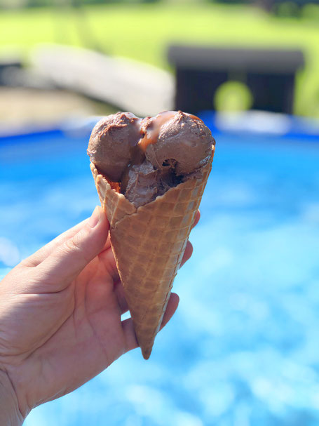 Snickers Eis selbst gemacht, veganes Snickers Eis, veganes Schokoladeneis, Karamellsoße vegan, Eis mit Karamellsoße Thermomix