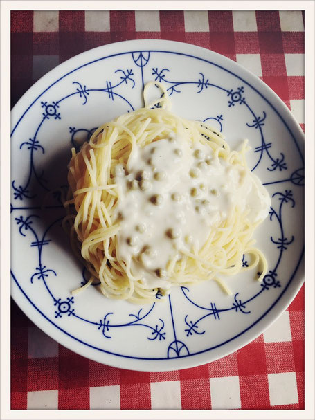 Carbonara vegan, Carbonara vegan Thermomix, Carbonara Erbsen Thermomix, Carbonara Cashew, Nudelsoße vegan