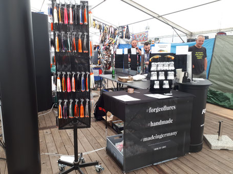 Unser Messestand nach dem Aufbau - Blick vom Durchgang