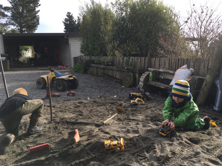What more do we need but a huge pile of sand and some diggers?