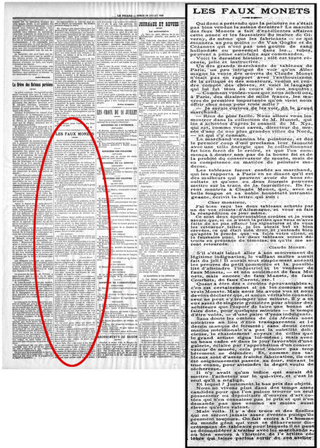 Arsène A., Les faux Monets, in «Le Figaro: journal non politique» del 18 luglio 1908, n. 200, p. 3.