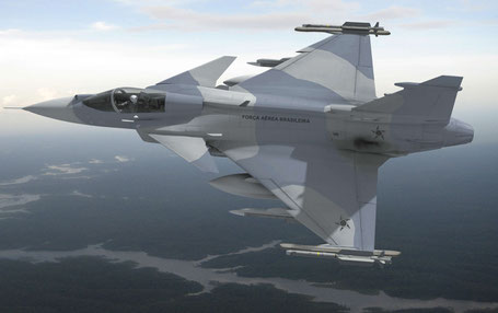 Il Gripen in livrea brasialiana - © SAAB