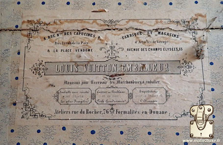 Etiquette malle ancienne Louis Vuitton rue des capucines 4