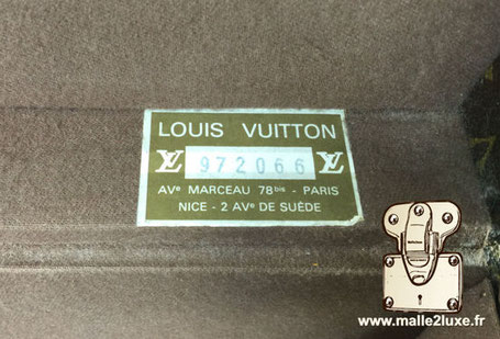 Etiquette malle et valise Louis Vuitton : Avenue marteau 78 bis Paris Nice 2 avenue de suède