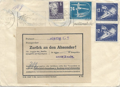 Leipzig zaragoza kein postverkehr no postal relation unzulässig zurück an absender return to sende inadmissible