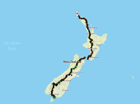 Tracker Te Araroa - unsere Route in 2019