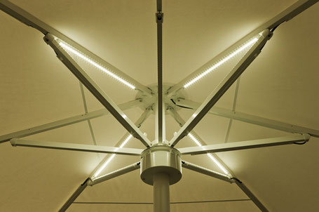 Große Sonnenschirme 🔅 mit LED-Beleuchtung von may / Sonnenschirm SCHATTELLO in Hessen mit LED Beleuchtung