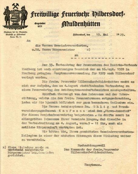 Bestätigung des 33. Feuerwehr-Verbandstages in Hilbersdorf