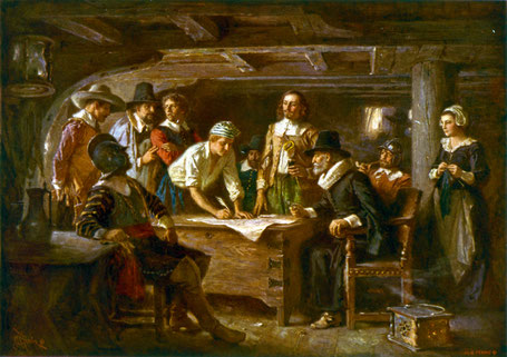 La signature de la Convention du Mayflower (Edward Percy Moran)