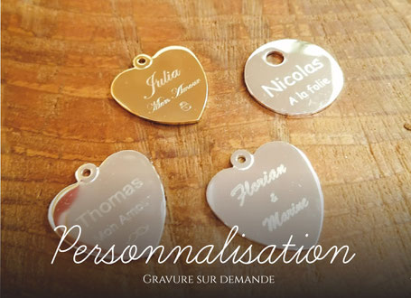 coeurs et pendentifs gravé avec prenom