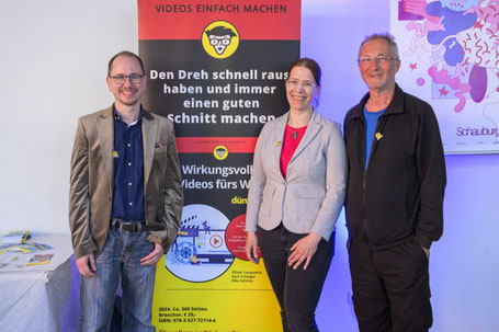 Die drei Autoren Dr. Oliver Langewitz, Elke Schlote und Kurt Schlegel bei der Buch-Präsentation bei den INDEPENDENT DAYS|23. Internationale Filmfestspiele Karlsruhe.