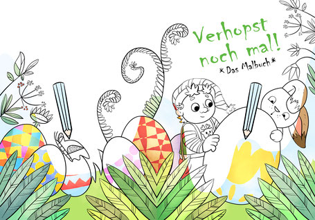 Kinderbuchbilder illustration Ostern Malbuch Hase Kobold Maike Kliche