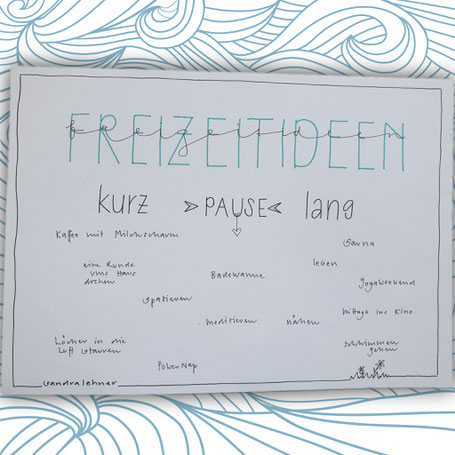 Auf dem Bild ist eine Liste mit Ideen für die Freizeit zu sehen.
