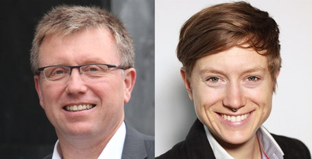 Dr. Joachim Schuster, SPD-Abgeordneter des Europäischen Parlaments und dort Mitglied im Ausschuss Internationaler Handel und Nelly Grotefendt, Referentin für Internationale Handelspolitik beim Forum Umwelt und Entwicklung.