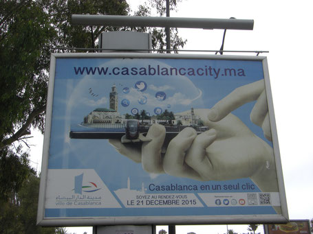 Publicité pour le lancement du site de la Ville de Casablanca, le 21 décembre 2015. Photo : Clarisse Fabrèges