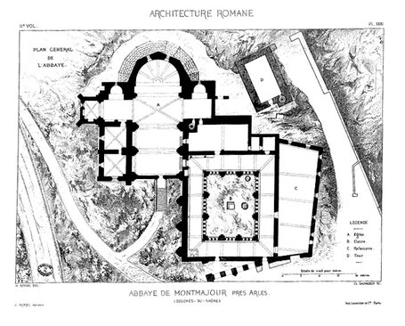 13 - Montmajour - Abbaye Saint-Pierre : Plan de la partie XII°-XIV°