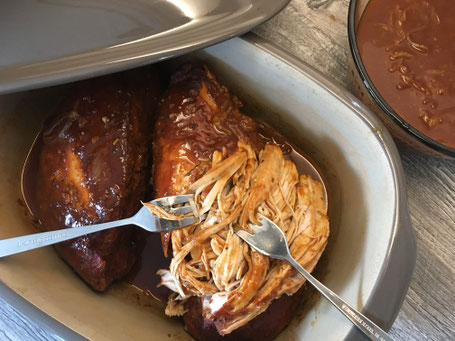 Pulled Chicken fertig gebacken