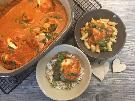 Hähnchen mit Spinat in Tomatenrahm aus dem Ofenmeister von Pampered Chef