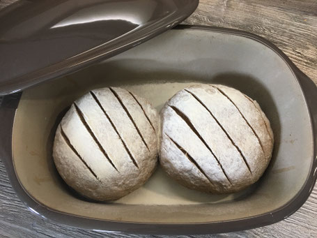 Brot-Teiglinge vor dem Backen im Ofenmeister von Pampered Chef
