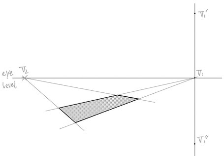 途中で傾斜の変わるもののパース作画②