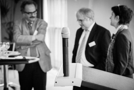 Morbi-RSA Symposium (v.l. Dr. Robert Paquet, Prof. Dr. Jürgen Wasem, Barbara Steffens)