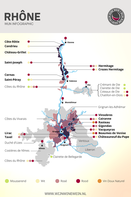 Rhone wijnsoorten in kaart