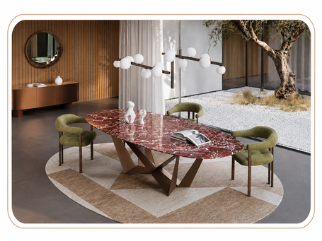 Zona giorno moderna con divano, tavolino, tappeto e arredi coordinati per un living elegante e accogliente.