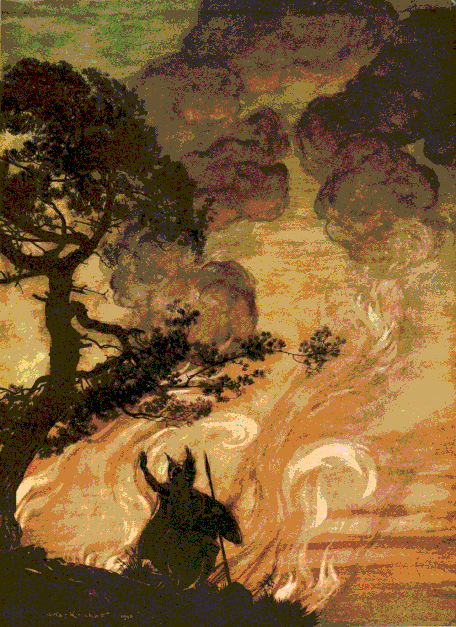 Wotan s'éloigne à travers les flammes