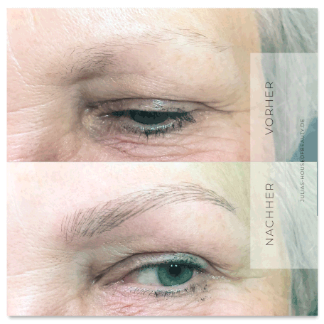 Augenbraue mit Luecken auffuellen und formen mit Microblading in Giessen