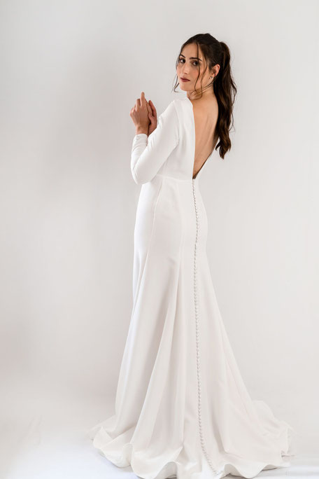 Robe de mariée sirène en crêpe
