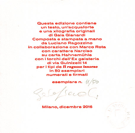 colophon numerato e firmato