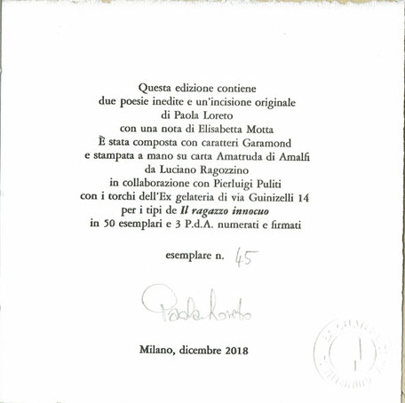 colophon numerato e firmato