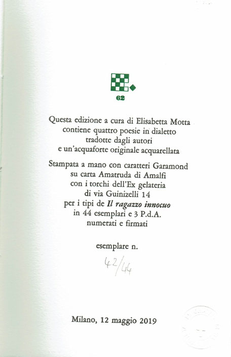 colophon numerato e firmato