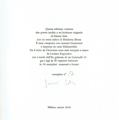 colophon numerato e firmato