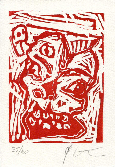 linoleum originale di Piermario Dorigatti numerato e firmato - lastra 150x108 mm