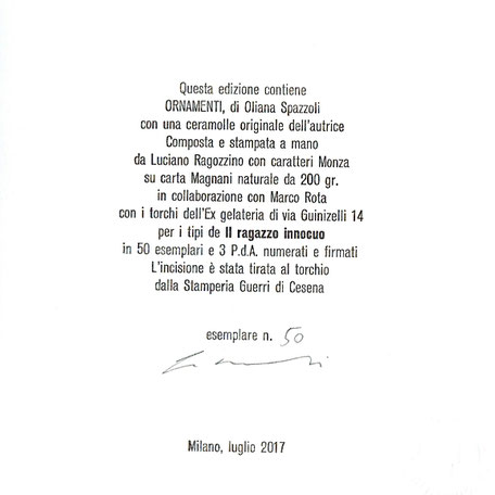 colophon numerato e firmato