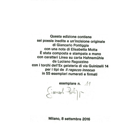 colophon numerato e firmato