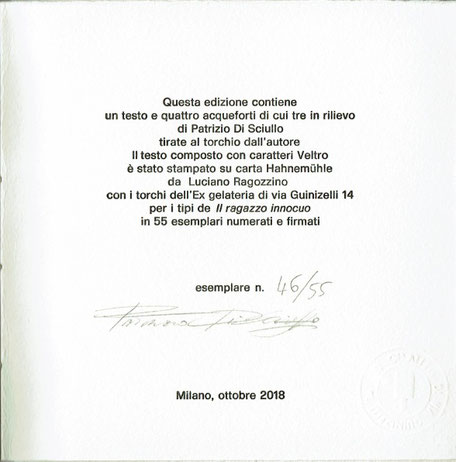 colophon numerato e firmato