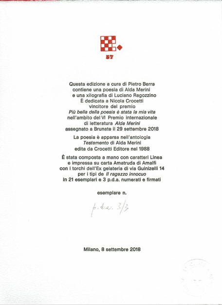 colophon numerato e firmato