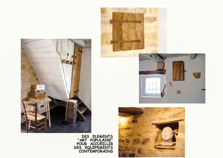4 éléments insolites cage escalier volet rustique coffret bois sculpture