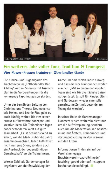 Stadt-Journal Bad Aibling, Vorstellung Ansprechpartner im Fasching bei Oberlandler Faschingsgarde