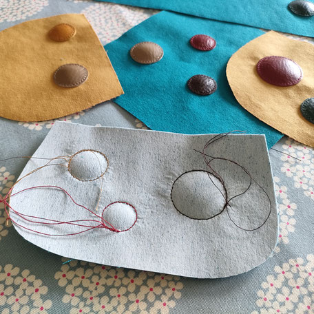 はりきゅう雑貨店Un作品 レザーモチーフ縫うコツ
