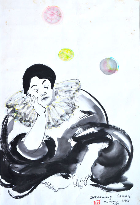 Dreaming Clown/Sumi-e/1985/39,3x88,8cm/ID: K62-1398