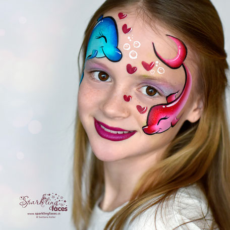 Kinderschminken_Vorlagen; Schminkfarben_kaufen_Schweiz; Kinderschminken_Kurse; Svetlana_Keller; Ballonmodellieren; Ballonmodellage; Airbrush_Tattoos; einfach; Delfin