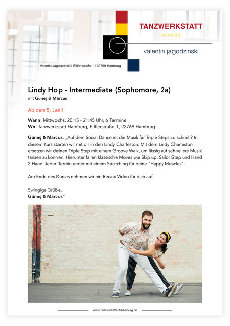 Lindy Hop Paartanz Tanzwerkstatt Hamburg Hoheluft